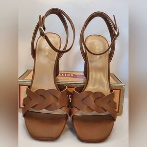 Women's Indigo Rd. Irayva Brown Ankle Strap Chunky Heel Shoes Size  10 & 11